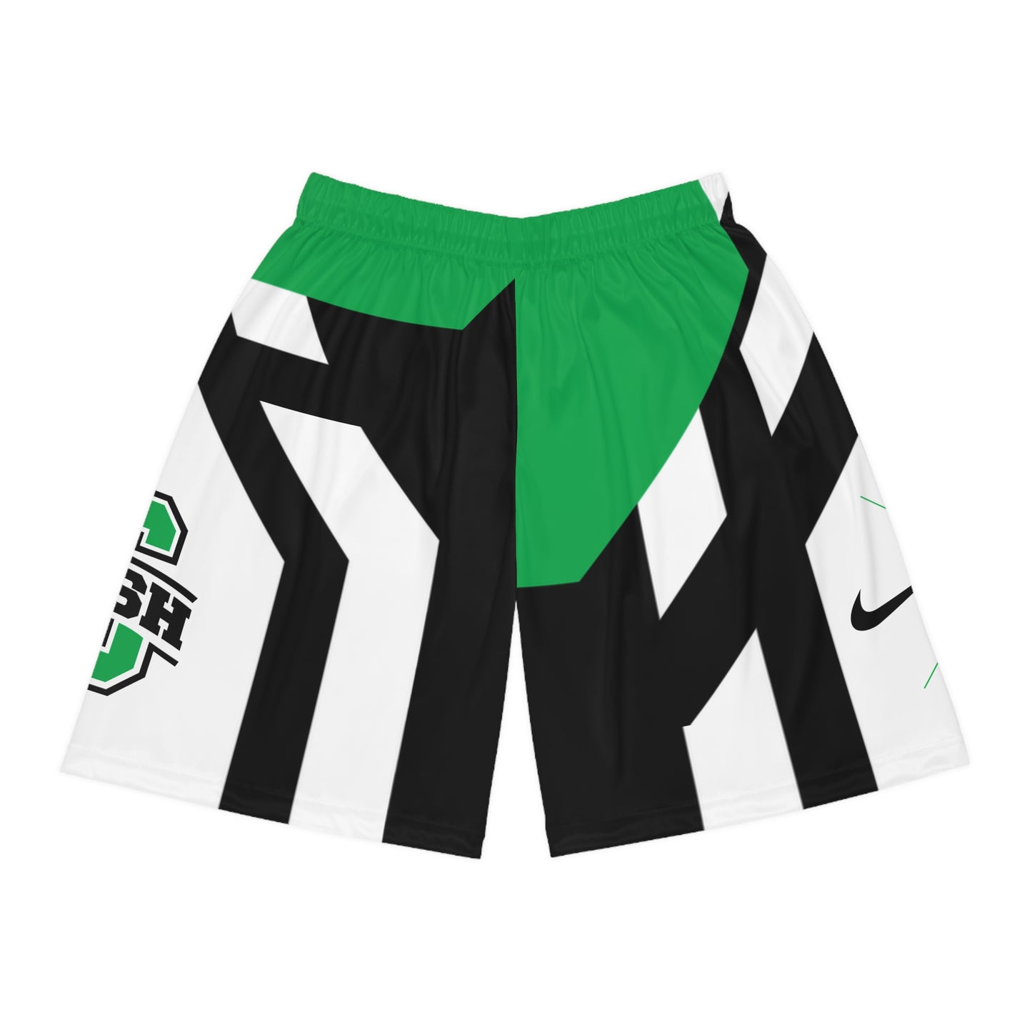 Irish Iconography Basketball Shorts — Green Black All-Over Print