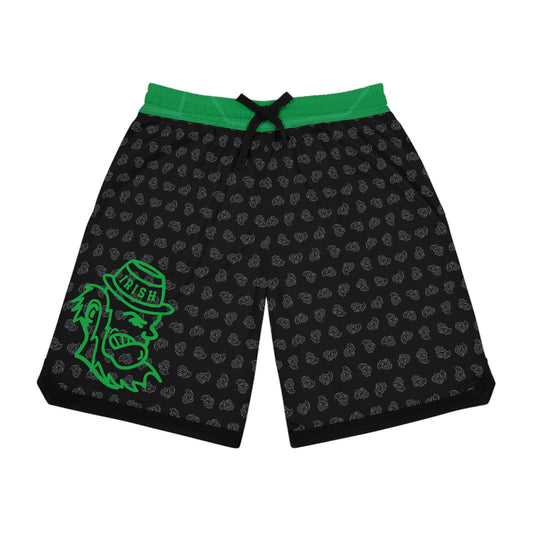 Leprechaun Icon_Leprechaun texture-Basketball Shorts - Irish Green, AOP Athletic Wear, Summer Sports, Casual Lounge Wear, Gift for Sports Lovers