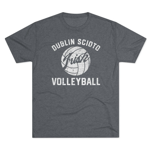 DUBLIN SCIOTO_IRISH VOLLEYBALL_Distressed-Unisex Tri-Blend Crew Tee