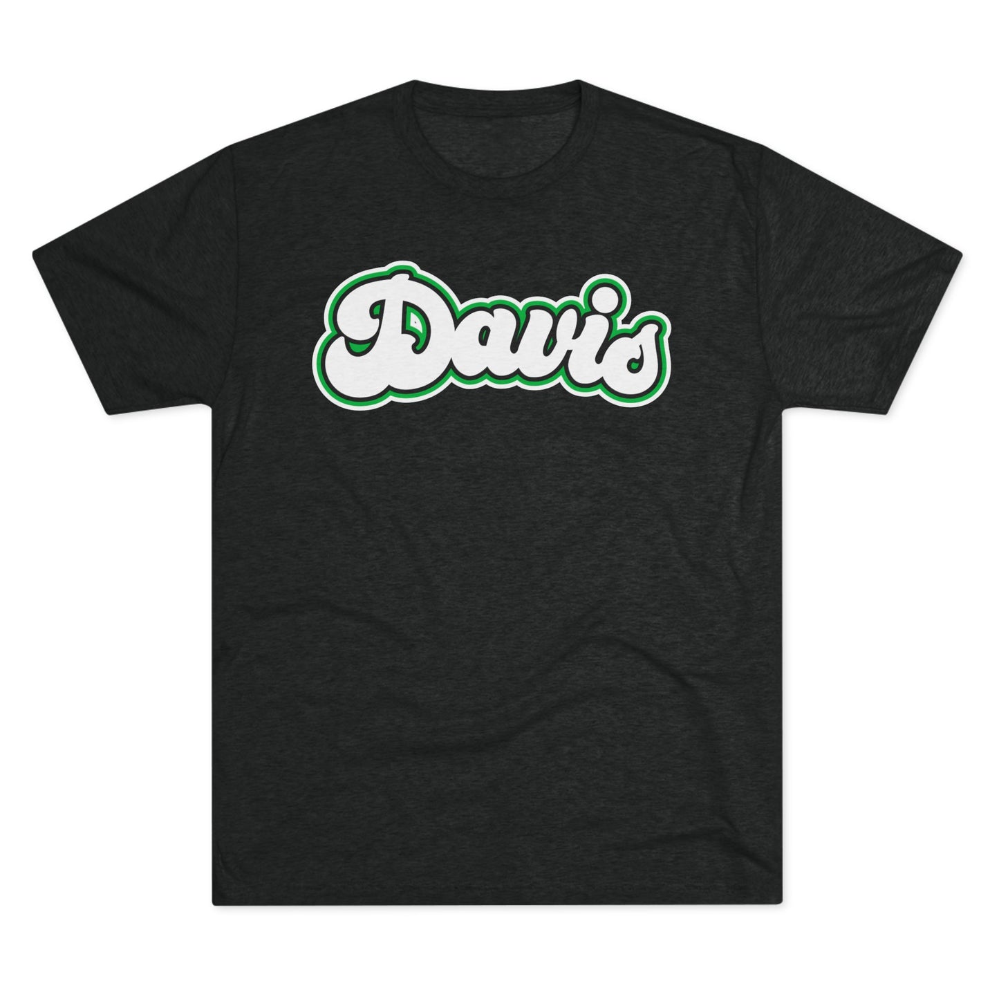 DAVIS (script bubble letters) Black outline-Unisex Tri-Blend Crew Tee