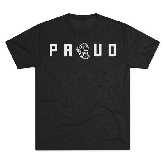 PROUD(tracked out)_LEPRECHAUN substitute_Distressed-Unisex Tri-Blend Crew Tee