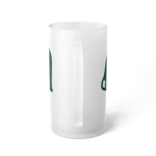 Green Sox icon + Script D-Frosted Glass Beer Mug