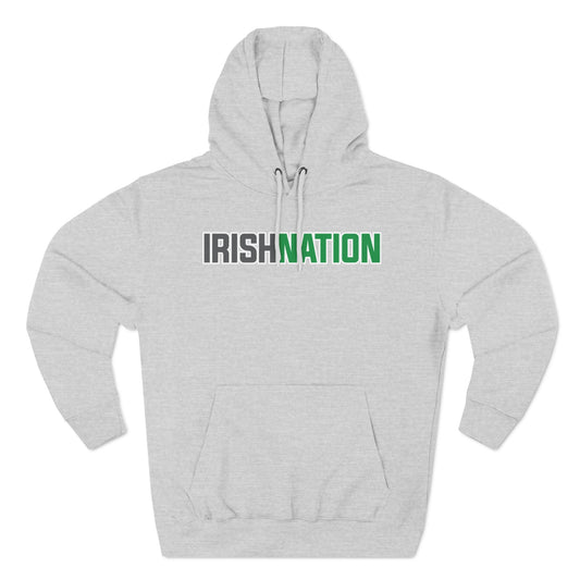 IRISH NATION_WHITE STROKE-Three-Panel Fleece Hoodie