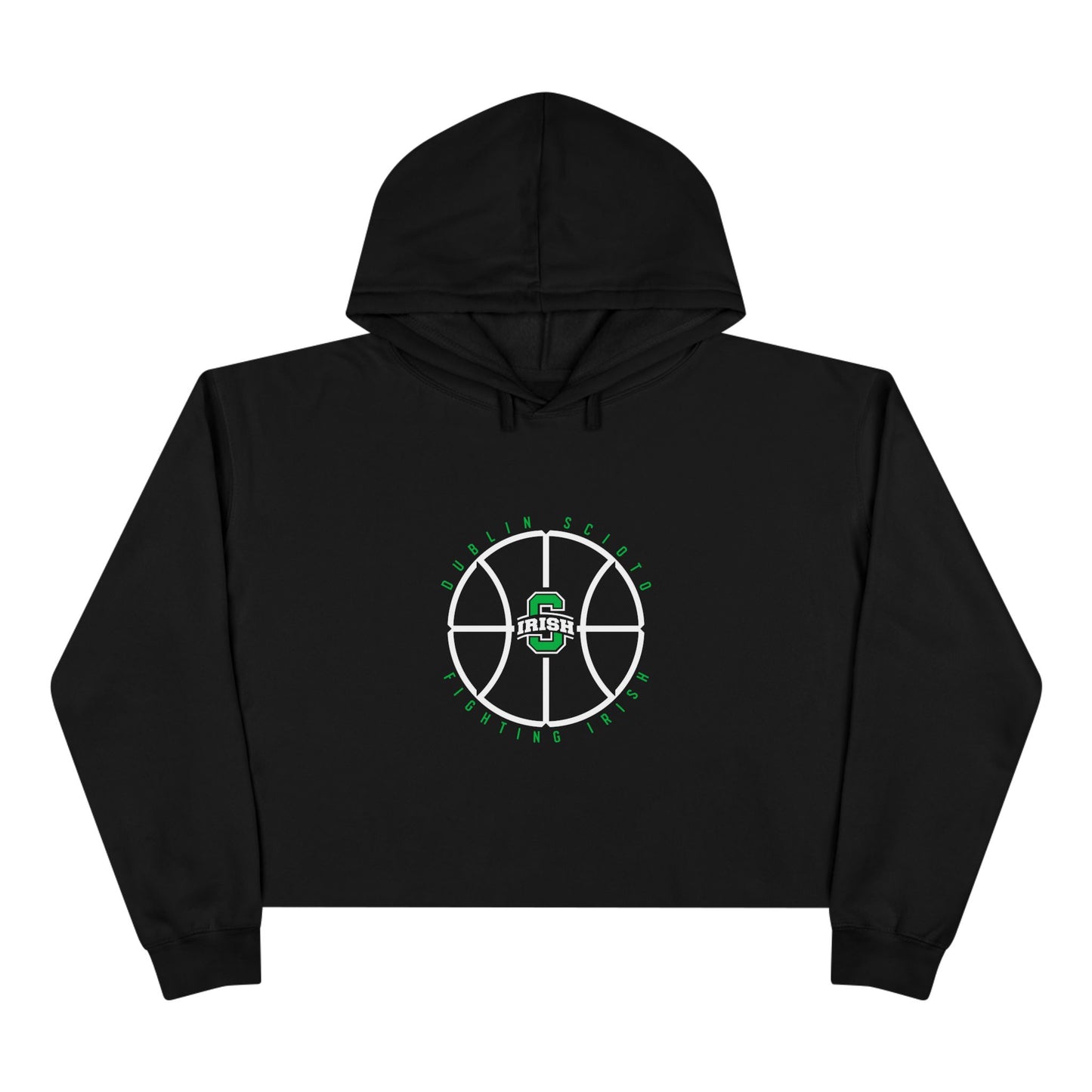 DUBLIN SCIOTO FIGHTING IRISH_BLOCK S IRISH LOGO_BBALL GRAPHIC-Crop Hoodie