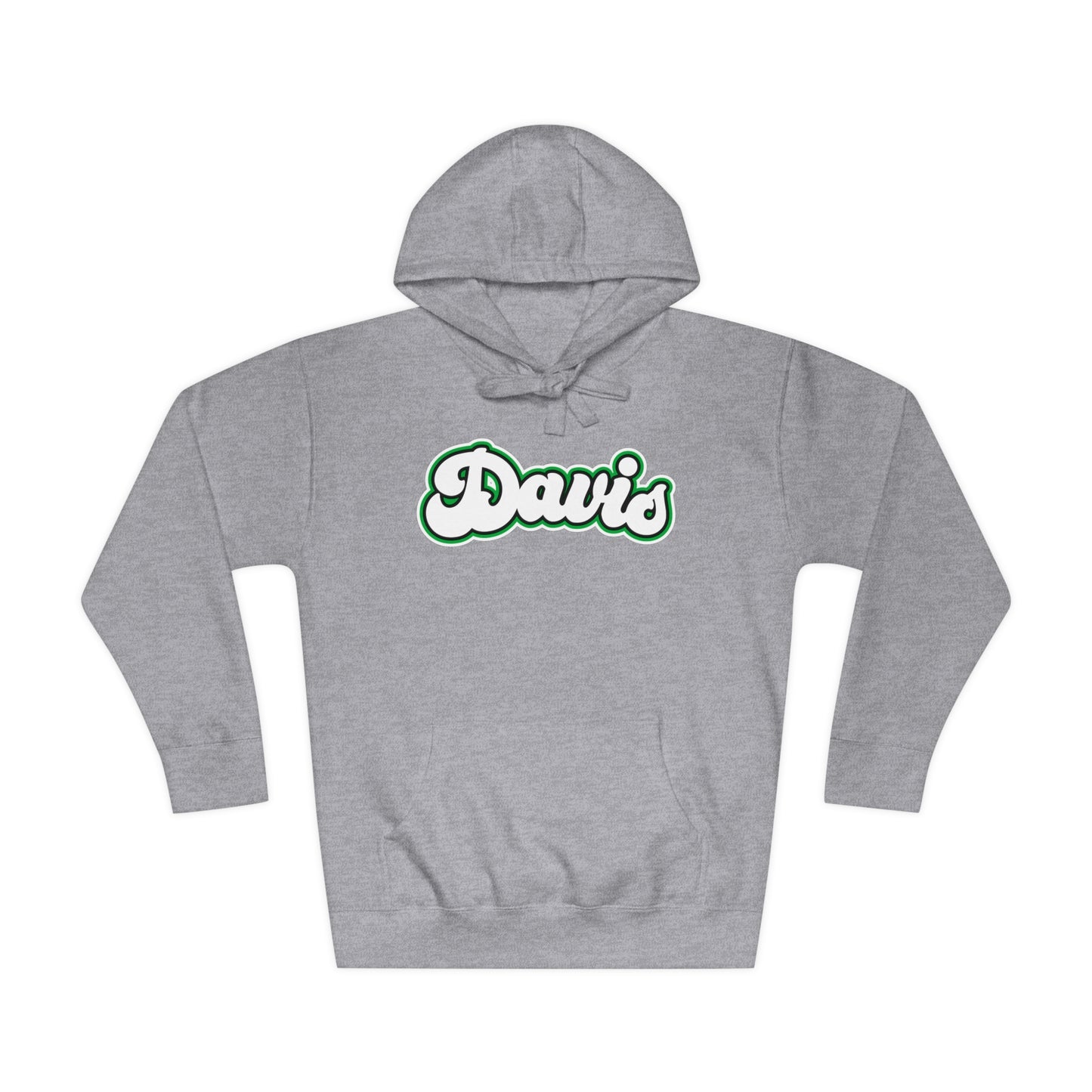 DAVIS (script bubble letters) Black outline-Unisex Fleece Hoodie