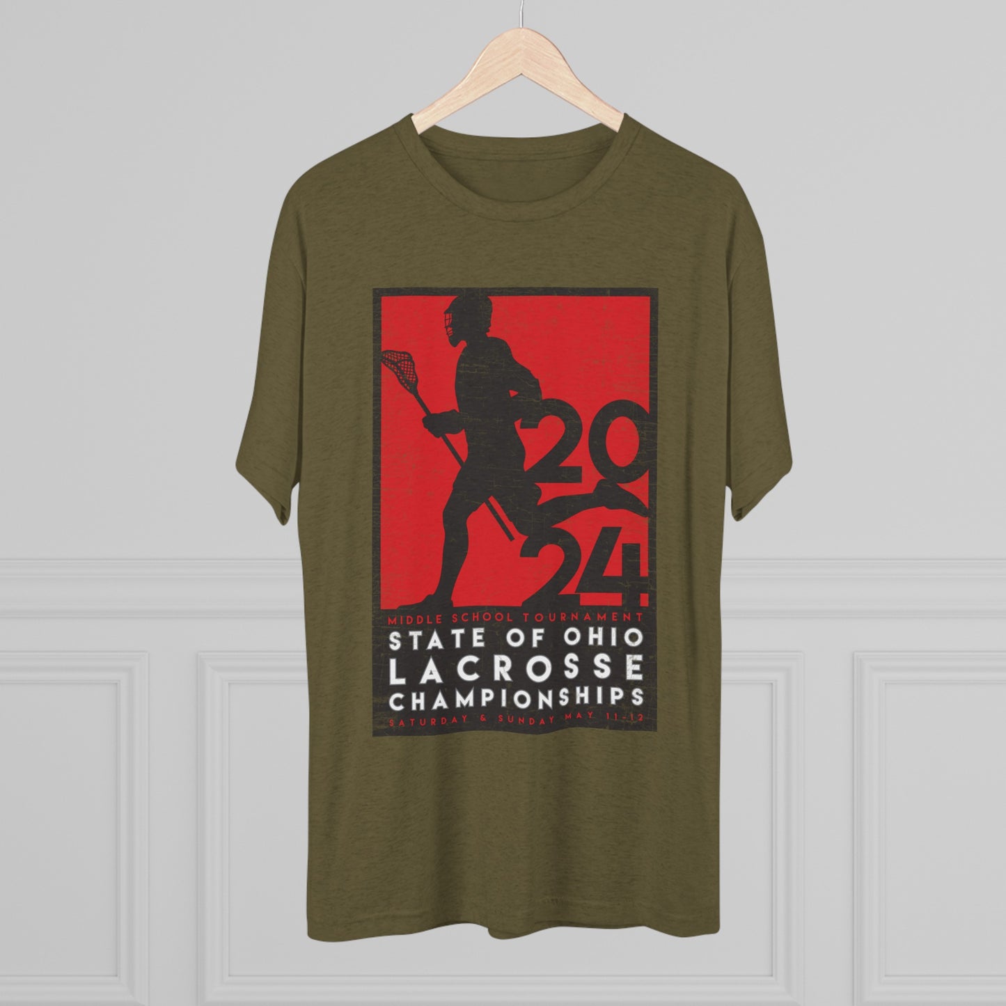 LTD_2024 LACROSSE POSTER -T DESIGN–(back) HELMET_Unisex Tri-Blend Crew Tee