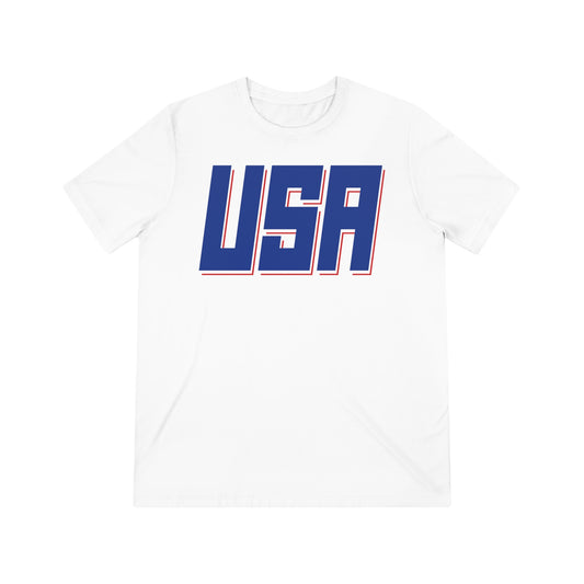 USA(angled graphic)_STARS AND STRIPES (back graphic)-Unisex Triblend Tee