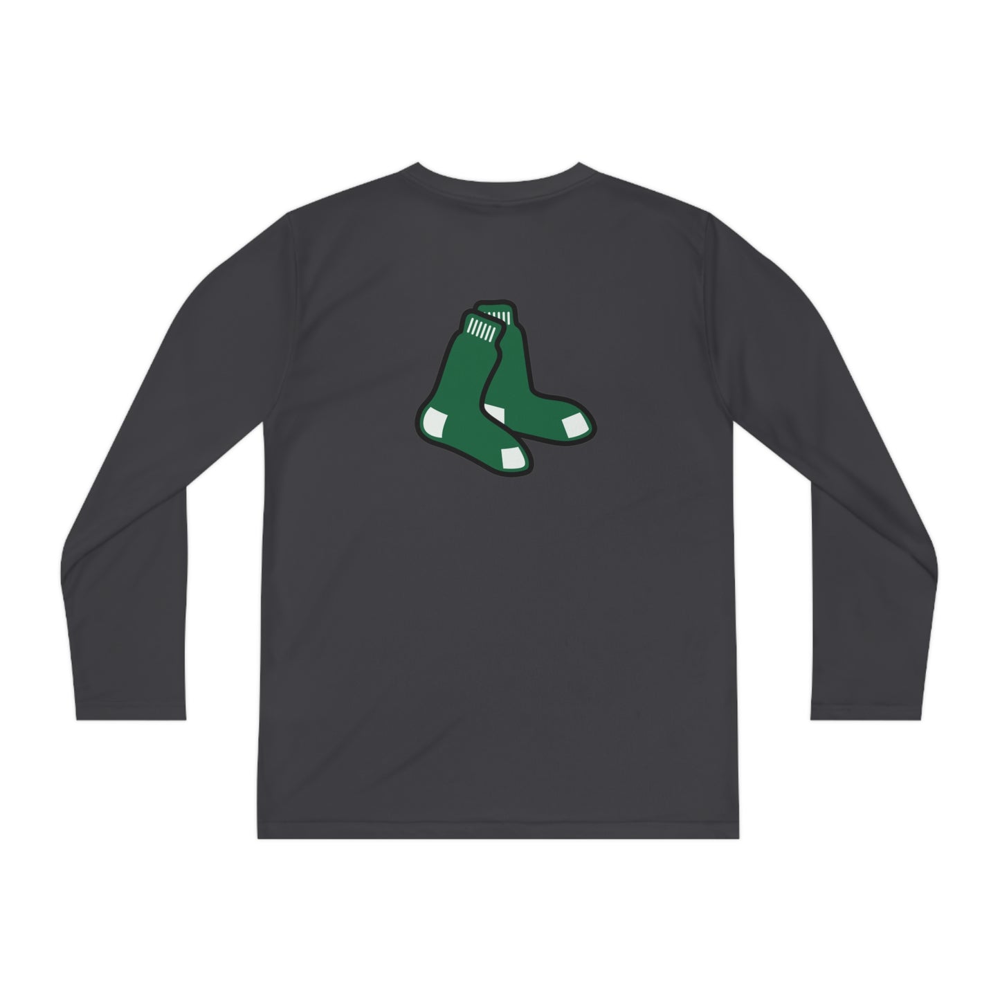 script D (front)_GREEN SOX logo (back)-Youth Long Sleeve Competitor Tee