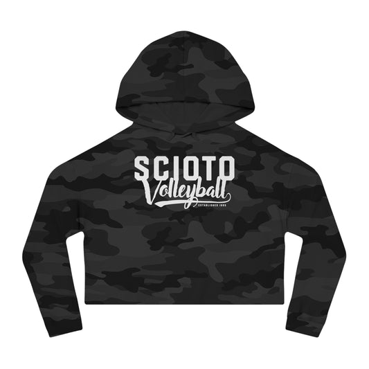 SCIOTO_VOLLEYBALL (script)-Women’s Cropped Hooded Sweatshirt