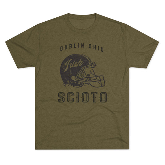 DUBLIN OHIO SCIOTO_FOOTBALL HELMET GRAPHIC-Unisex Tri-Blend Crew Tee