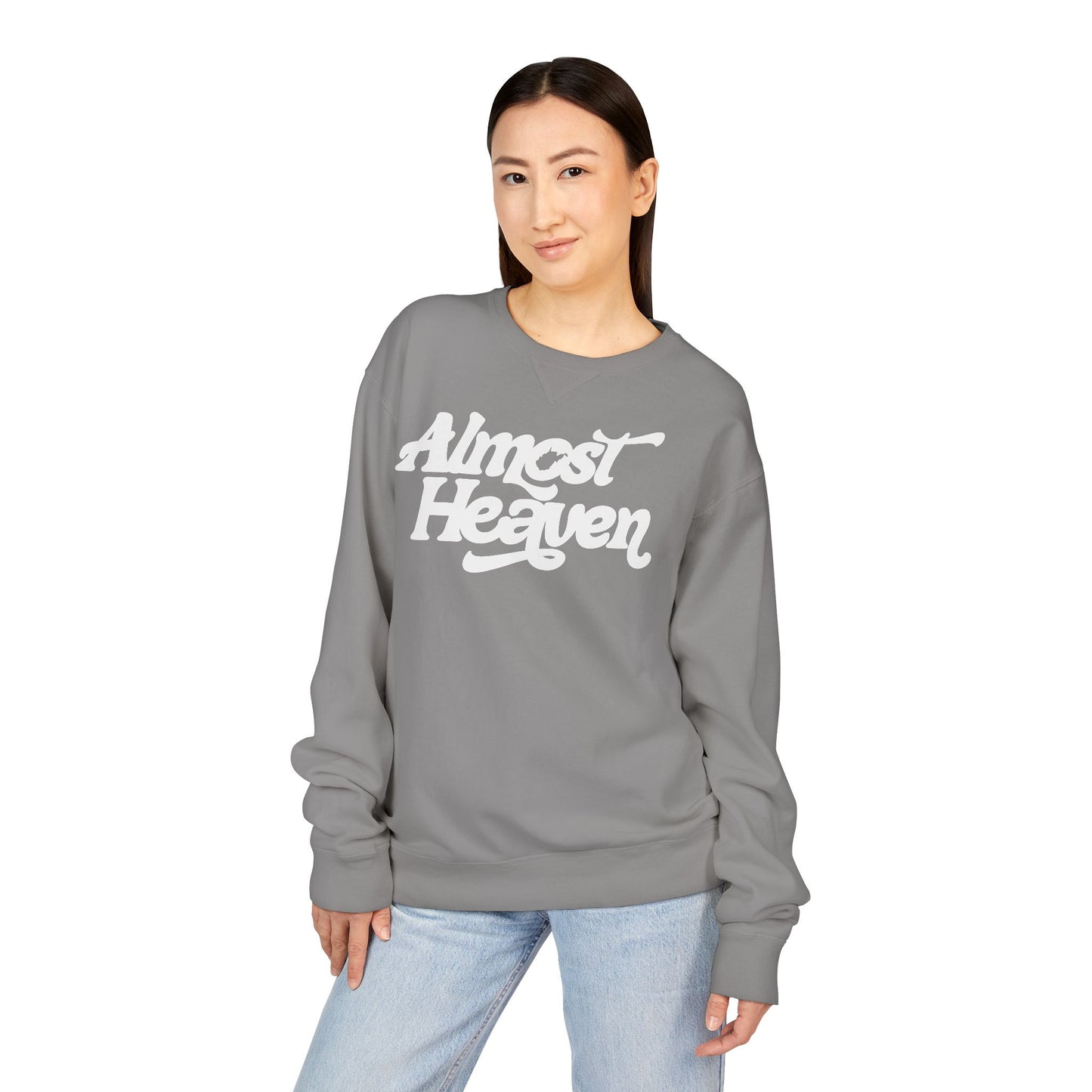 Almost Heaven_(WV STATE KNOCKOUT)_COMFORT WASH Crewneck Sweatshirt — Retro Graphic Pullover