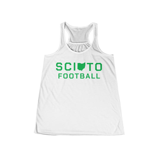 SCIOTO (OH State shape) FOOTBALL-Women's Flowy Racerback Tank