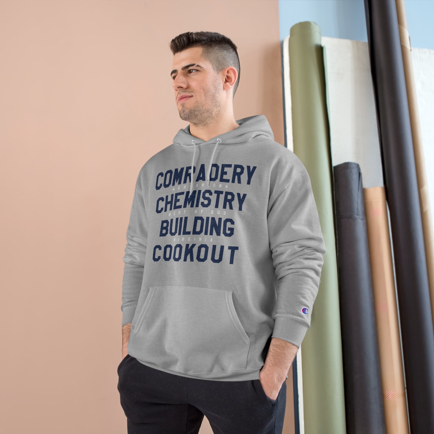 COMRADERY CHEMISTRY BUILDING COOKOUT_WEST BY GOD VIRGINIA-Champion Hoodie