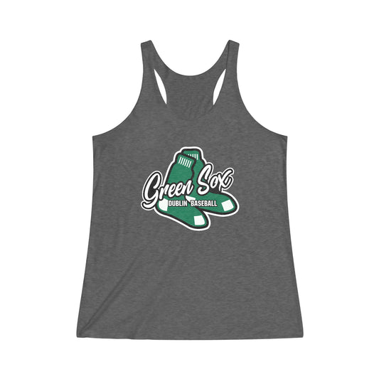 GREEN SOX (Socks icon)_WHITE STROKE-Women's Tri-Blend Racerback Tank