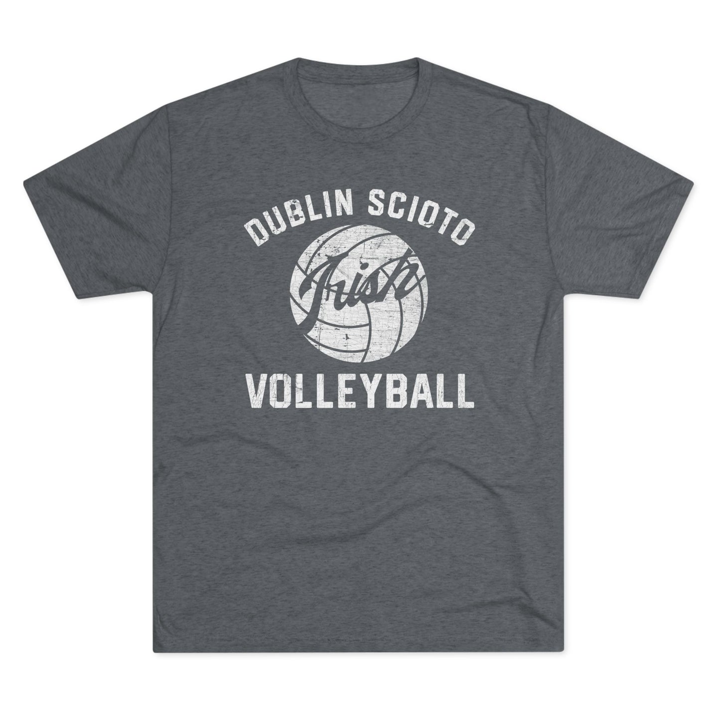 DUBLIN SCIOTO_IRISH VOLLEYBALL_Distressed-Unisex Tri-Blend Crew Tee
