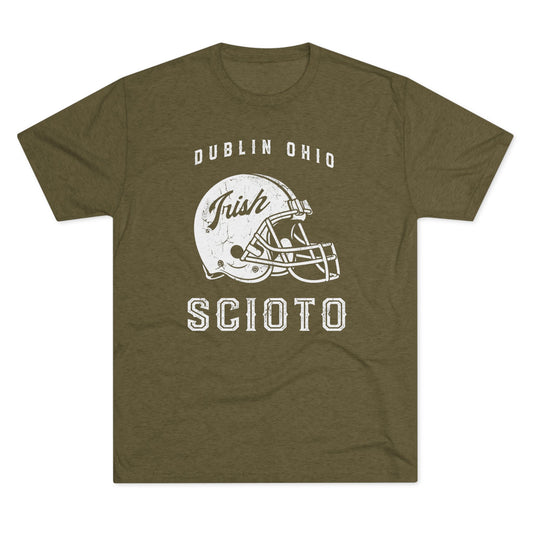 DUBLIN OHIO SCIOTO_FOOTBALL HELMET GRAPHIC-Unisex Tri-Blend Crew Tee