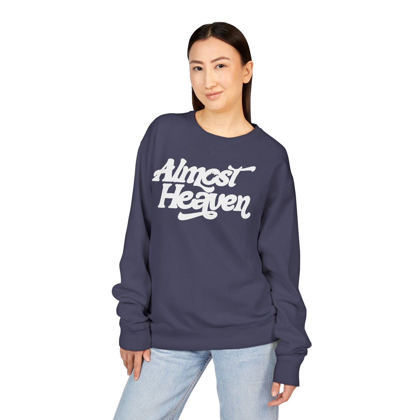 Almost Heaven_(WV STATE KNOCKOUT)_COMFORT WASH Crewneck Sweatshirt — Retro Graphic Pullover