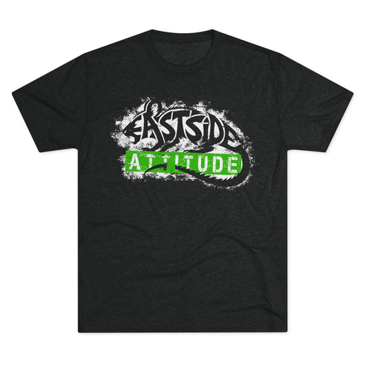 EASTSIDE ATTITUDE_WHITE_KNOCKOUT_GREEN – Tri-blend T