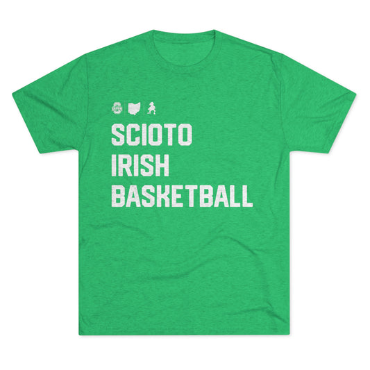 SCIOTO IRISH BASKETBALL_ICONS_LEFT ALIGNED-Unisex Tri-Blend Crew Tee