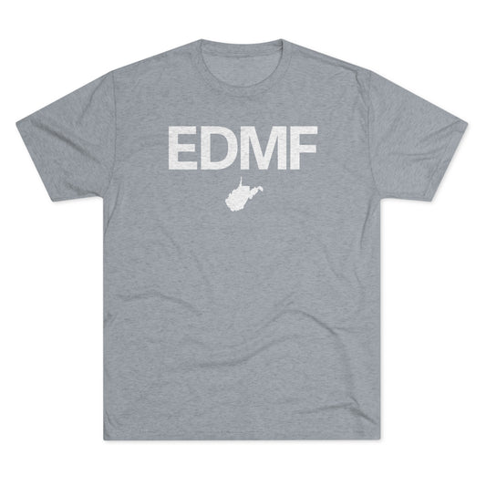 EDMF_WV STATE-WHITE-Unisex Tri-Blend Crew Tee