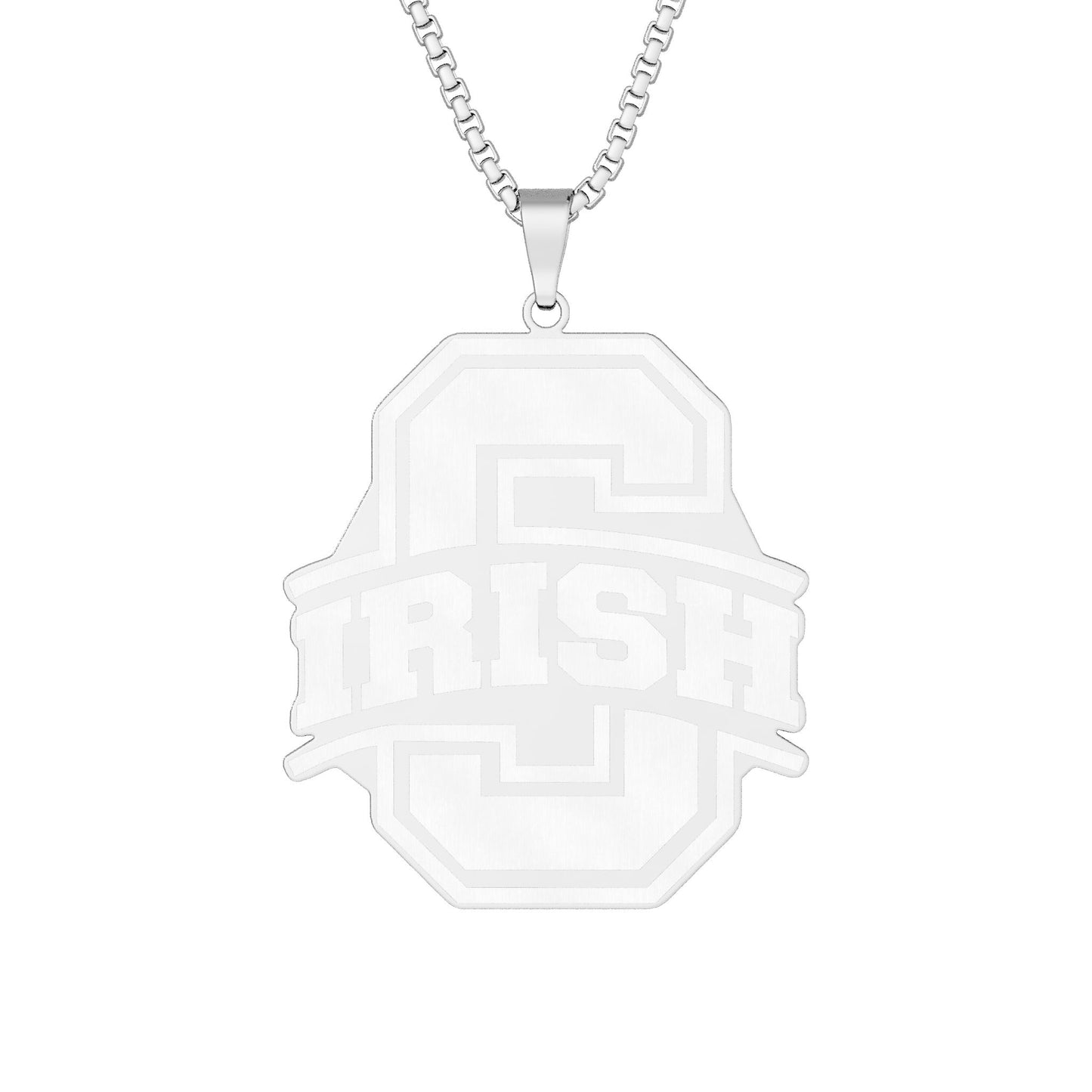 SCIOTO_IRISH - Custom Logo Engraved Pendant — Personalized 'Irish' Letter Necklace (Silver or Gold)