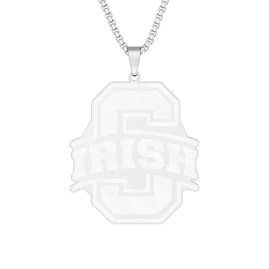 SCIOTO_IRISH - Custom Logo Engraved Pendant — Personalized 'Irish' Letter Necklace (Silver or Gold)