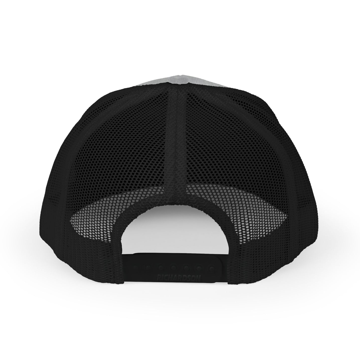 ROCKS Embroidered Trucker Snapback Cap — Black Front, White Mesh