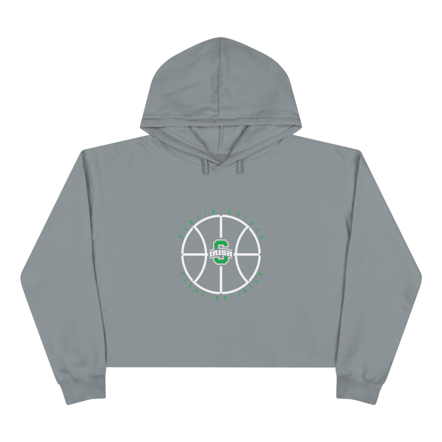 DUBLIN SCIOTO FIGHTING IRISH_BLOCK S IRISH LOGO_BBALL GRAPHIC-Crop Hoodie