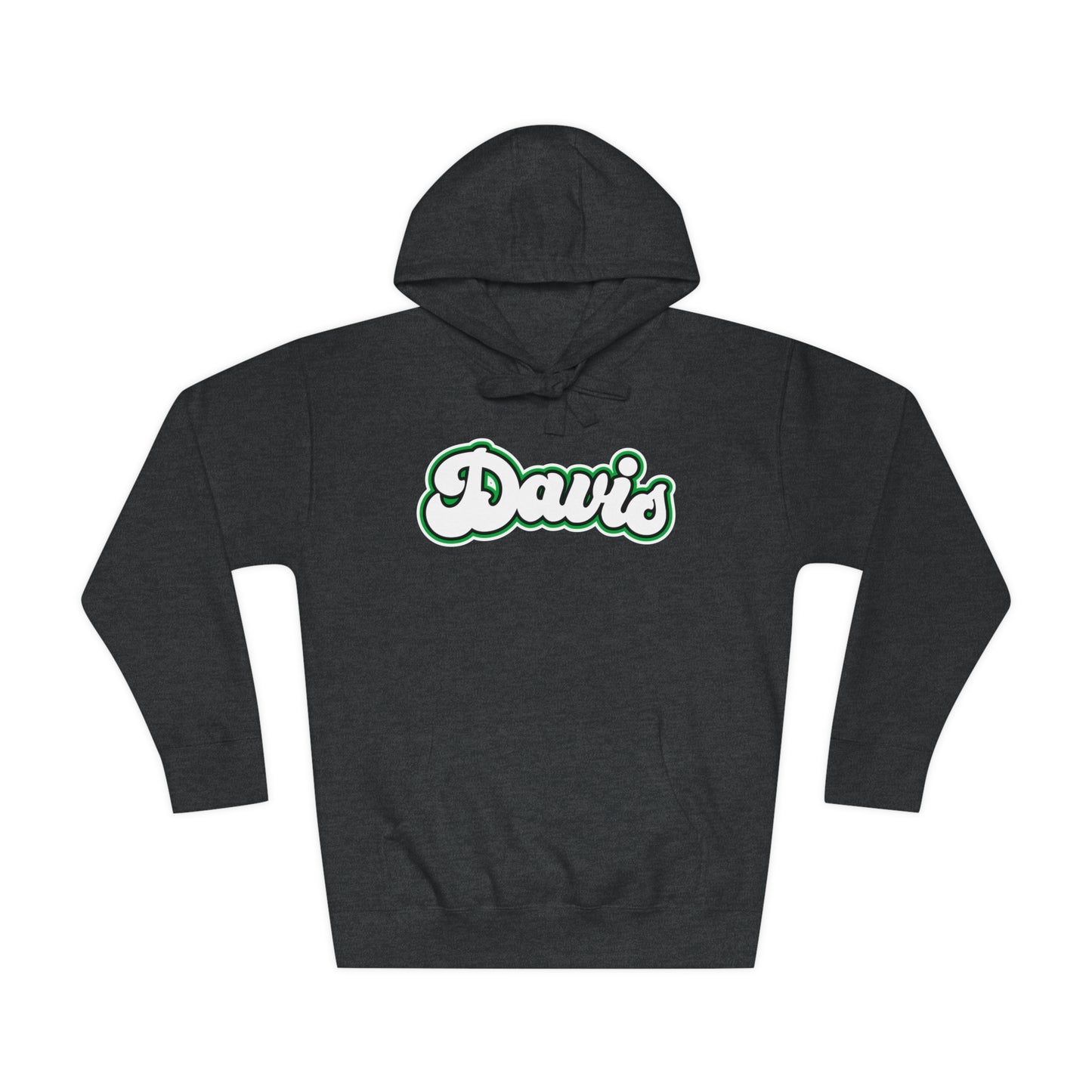 DAVIS (script bubble letters) Black outline-Unisex Fleece Hoodie