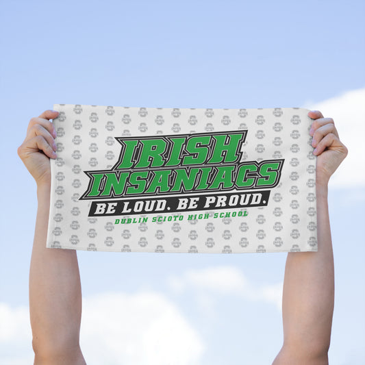 IRISH INSANIACS_BE LOUD. BE PROUD. (SCIOTO logo repeated background)-Rally Towel, 11x18