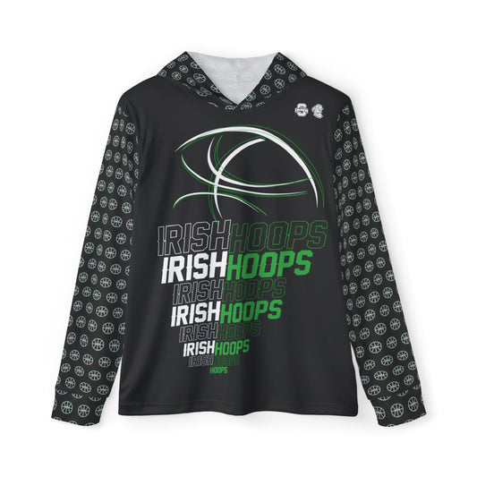 IRISH HOOPS graphic_DUBLIN SCIOTO FIGHTING IRISH logo pattern (sleeves, hood, back)-Men's Sports Warmup Hoodie (AOP)