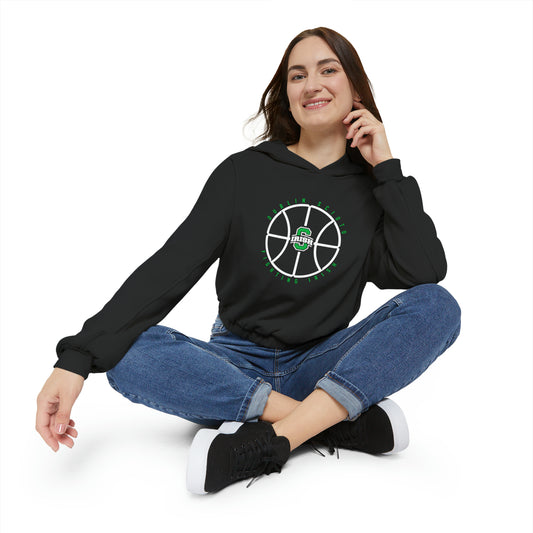 DUBLIN SCIOTO FIGHTING IRISH_BLOCK S IRISH LOGO_BBALL GRAPHIC-Women's Cinched Bottom Hoodie