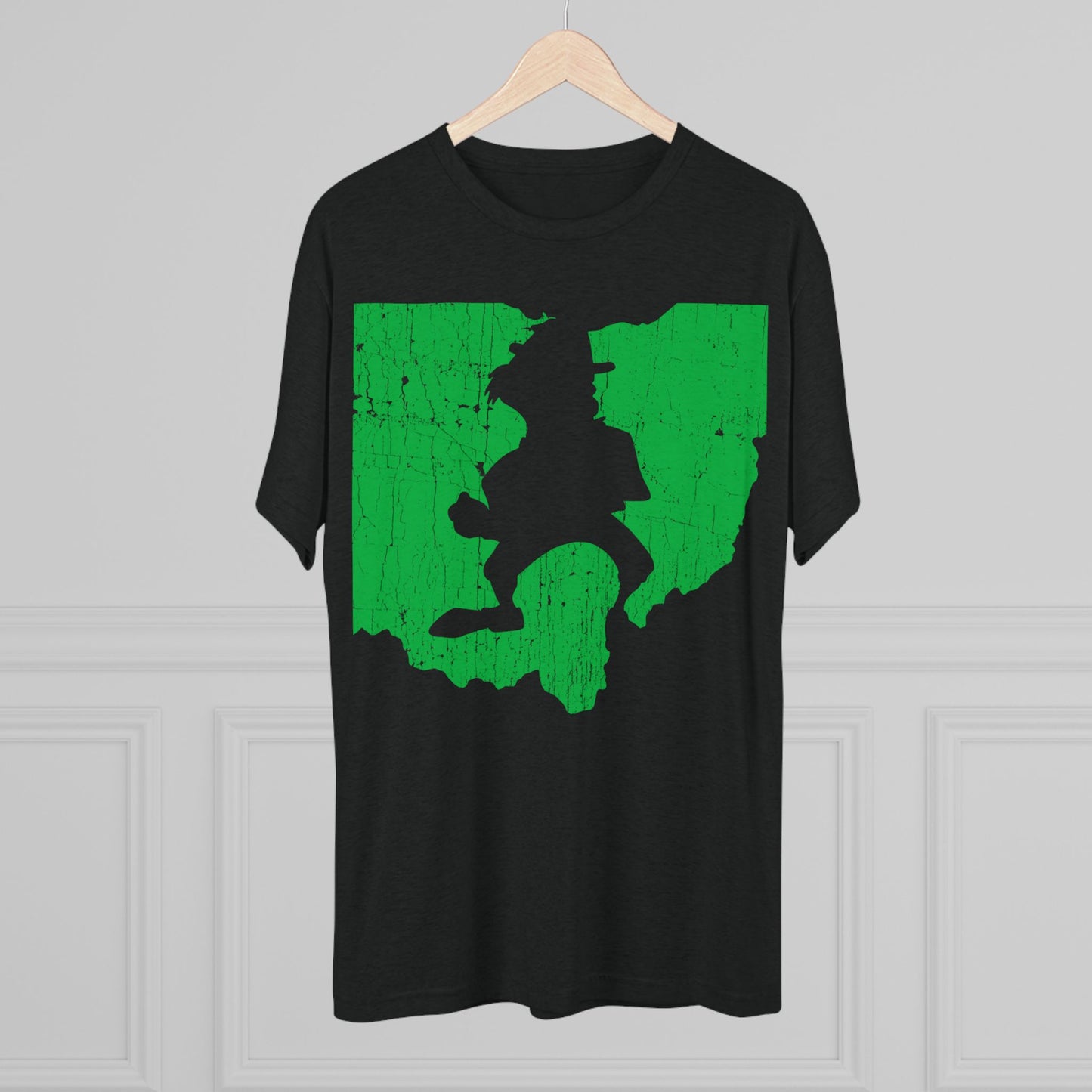 STATE OH SHAPE_MASCOT KNOCKOUT-Unisex Tri-Blend Crew Tee