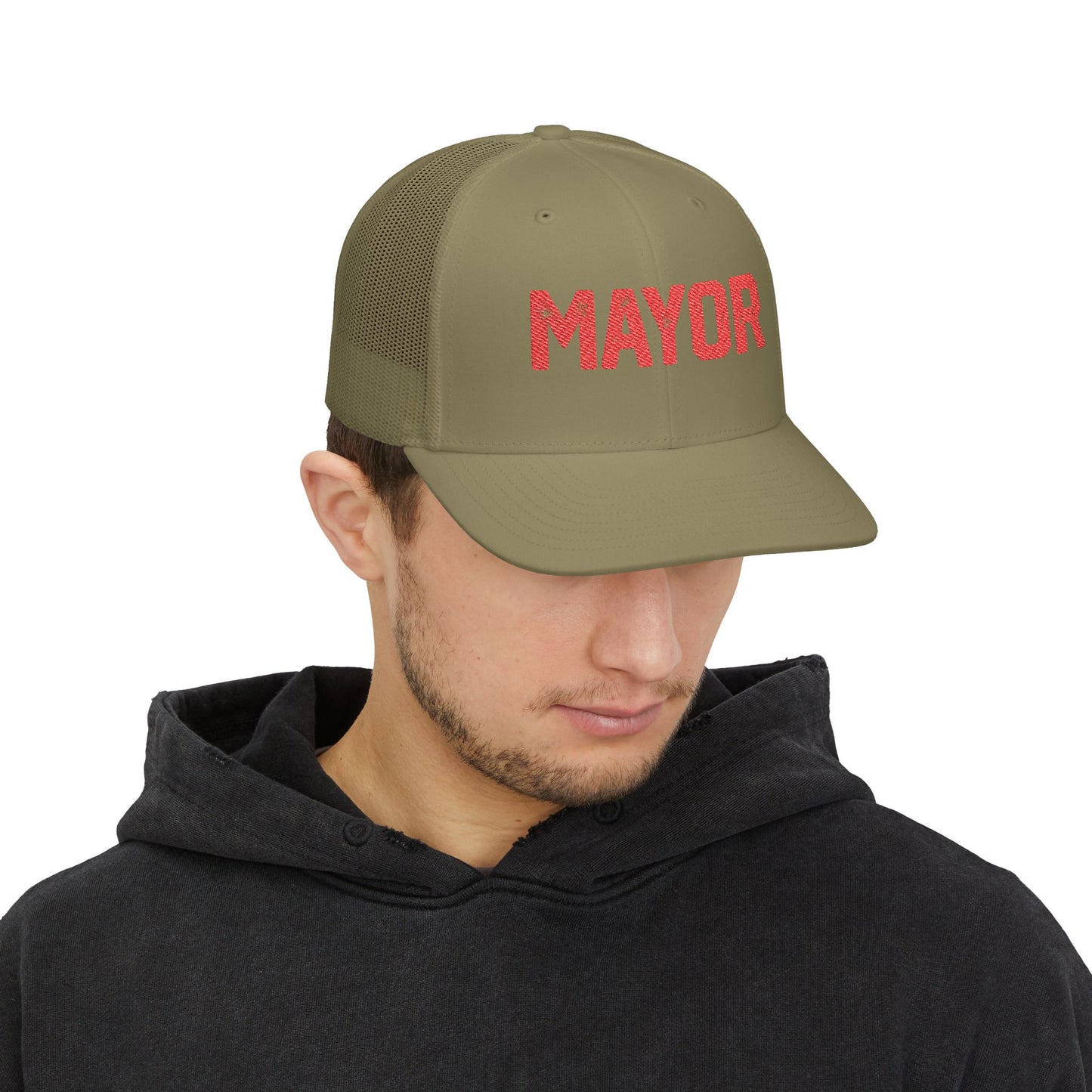 Mayor Embroidered Trucker Cap - Bold Snapback Mesh Hat