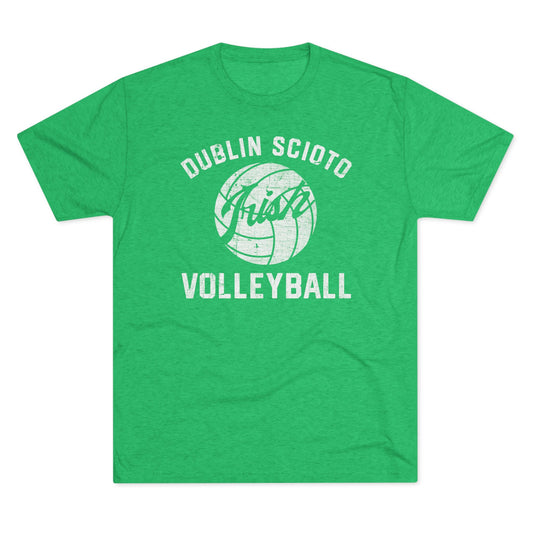 DUBLIN SCIOTO_IRISH VOLLEYBALL_Distressed-Unisex Tri-Blend Crew Tee