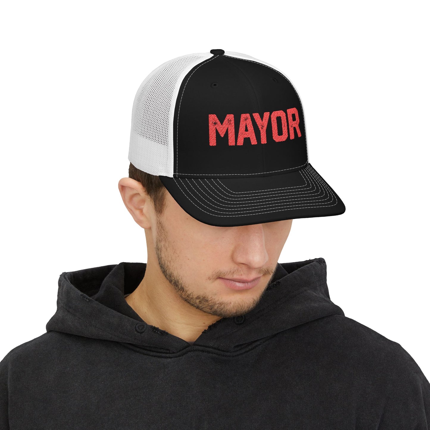 Mayor Embroidered Trucker Cap - Bold Snapback Mesh Hat