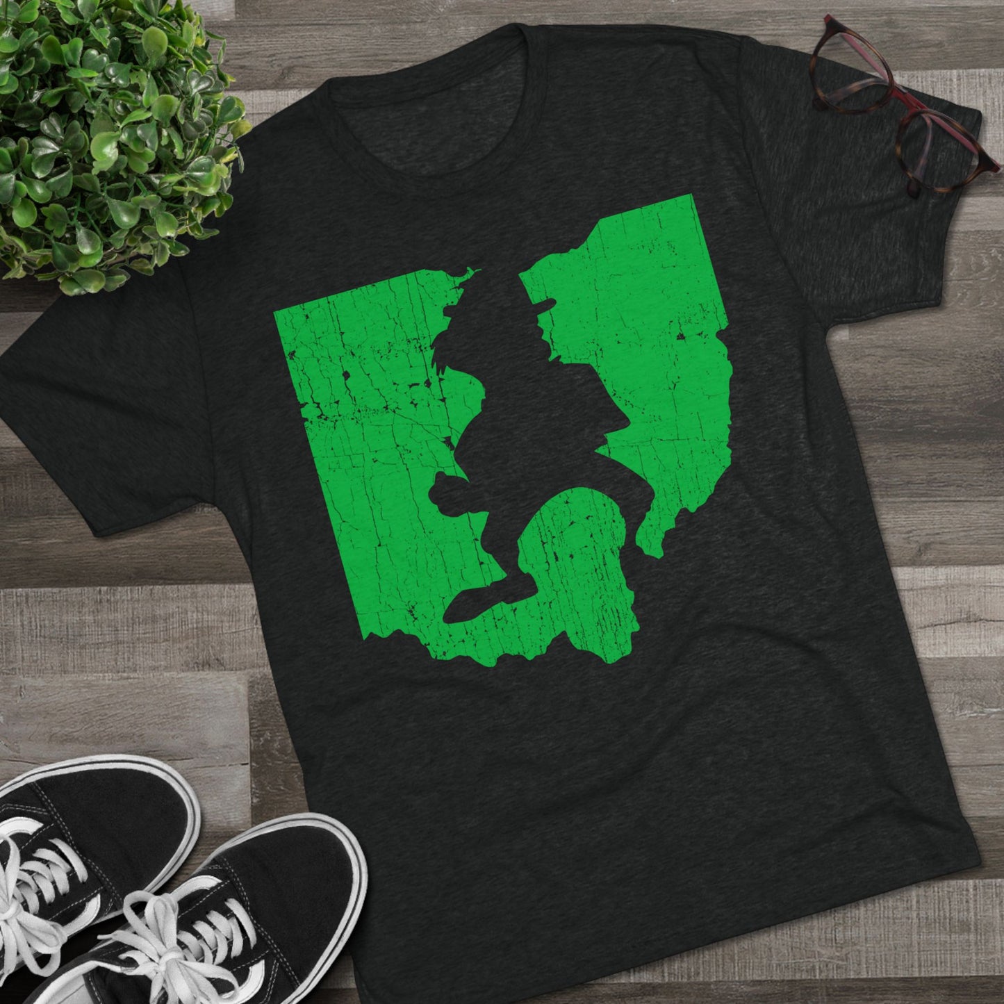STATE OH SHAPE_MASCOT KNOCKOUT-Unisex Tri-Blend Crew Tee