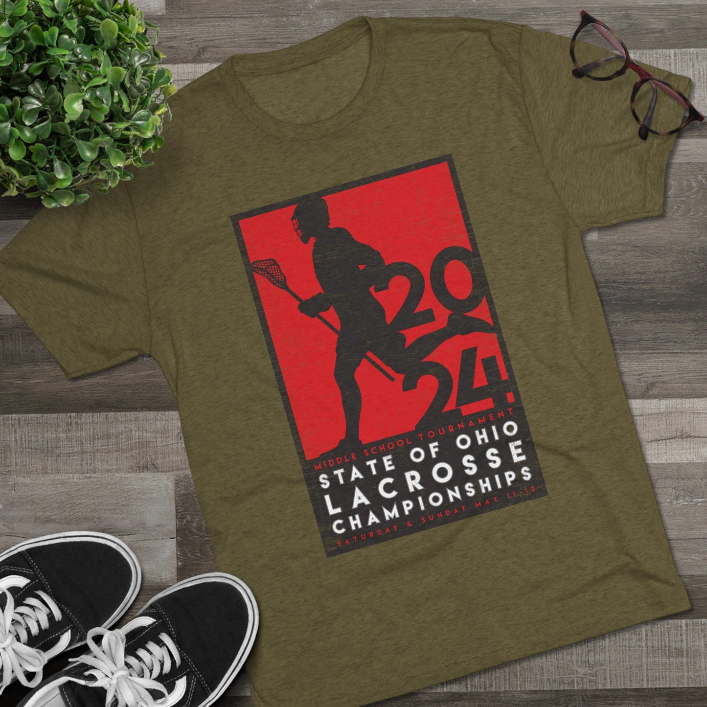 LTD_2024 LACROSSE POSTER -T DESIGN–(back) HELMET_Unisex Tri-Blend Crew Tee