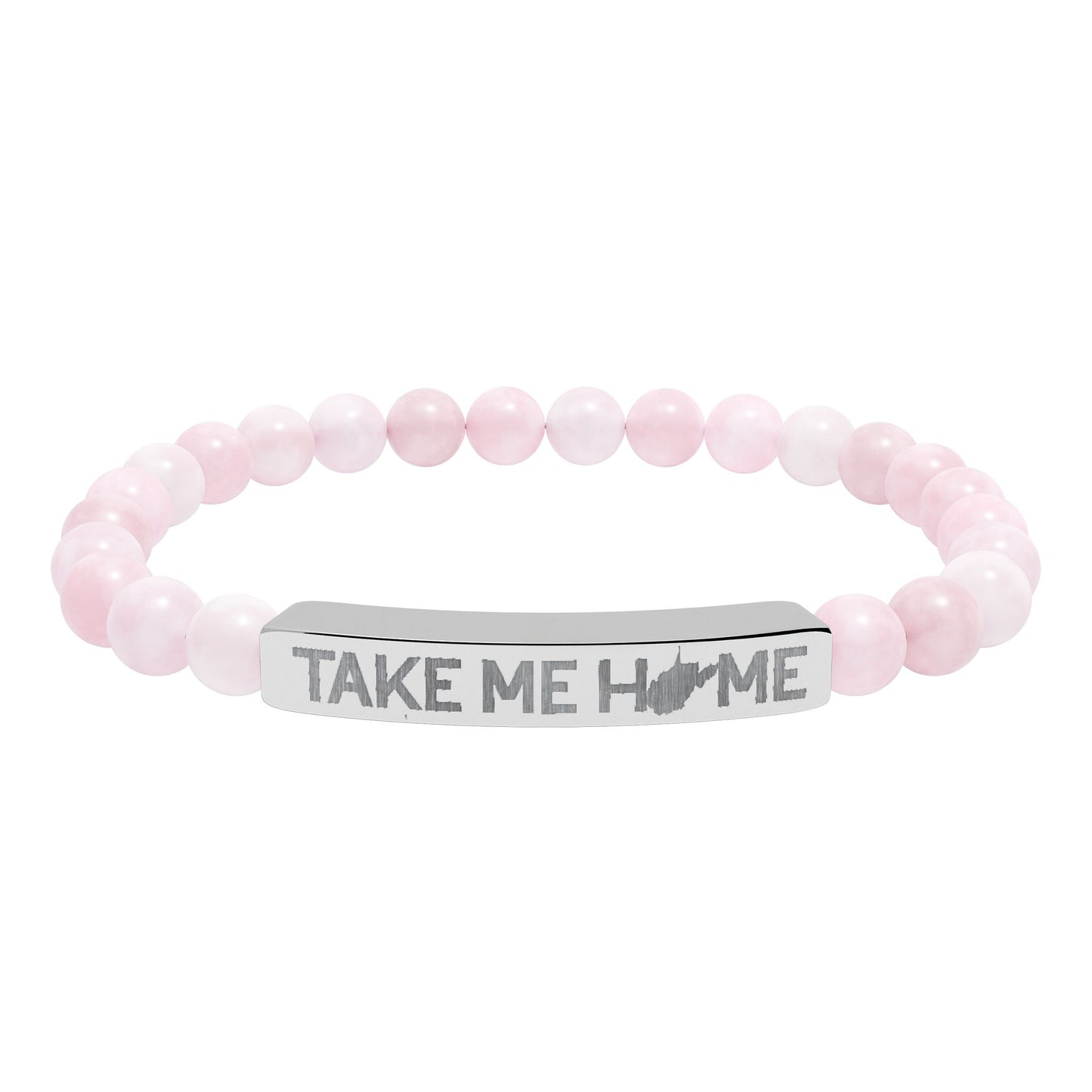 TAKE ME HOME_WV STATE SHAPE – Engraved Natural Stone Stretch Bar Bracelet