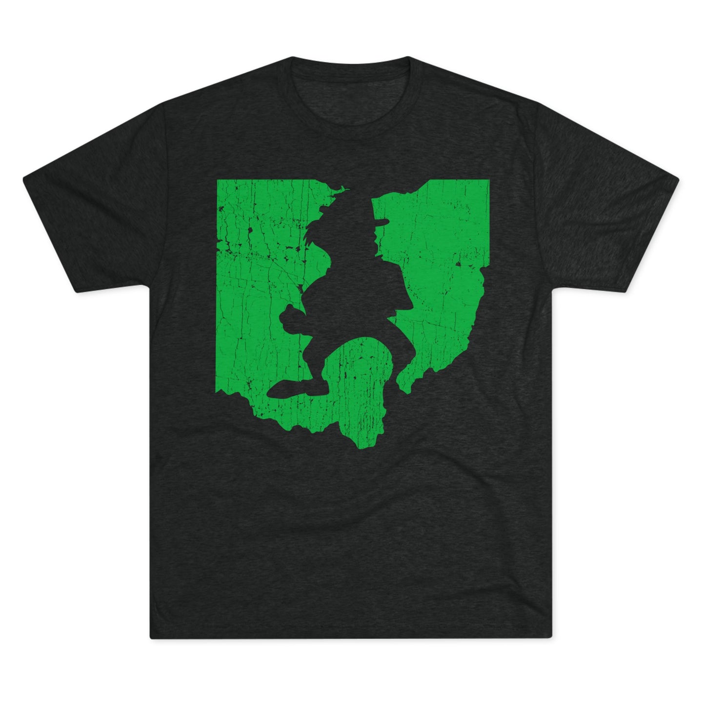 STATE OH SHAPE_MASCOT KNOCKOUT-Unisex Tri-Blend Crew Tee