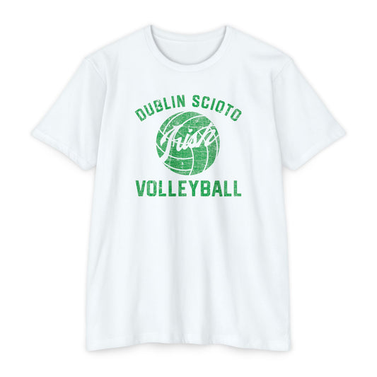 DUBLIN SCIOTO_IRISH VOLLEY BALL GRAPHIC_Distressed-60%-40%-Unisex CVC Jersey T-shirt