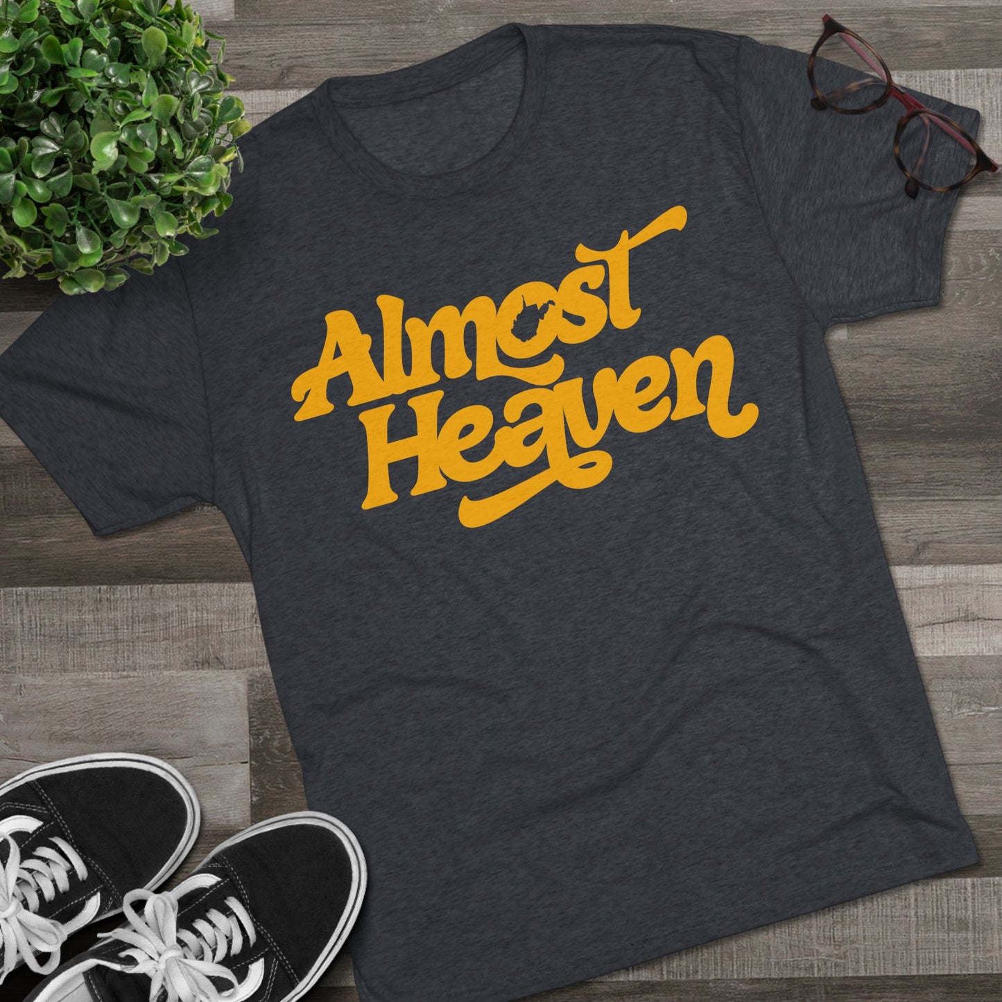 Almost Heaven Tee_(WV STATE KNOCKOUT) — Retro Script Graphic Shirt