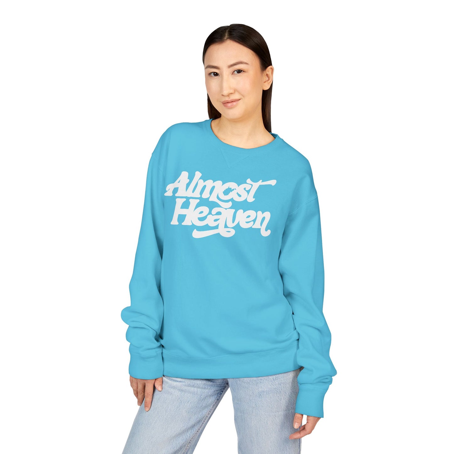 Almost Heaven_(WV STATE KNOCKOUT)_COMFORT WASH Crewneck Sweatshirt — Retro Graphic Pullover