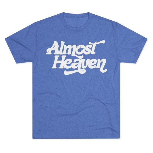 Almost Heaven Tee_(WV STATE KNOCKOUT)-1-color white — Retro Script Graphic Shirt