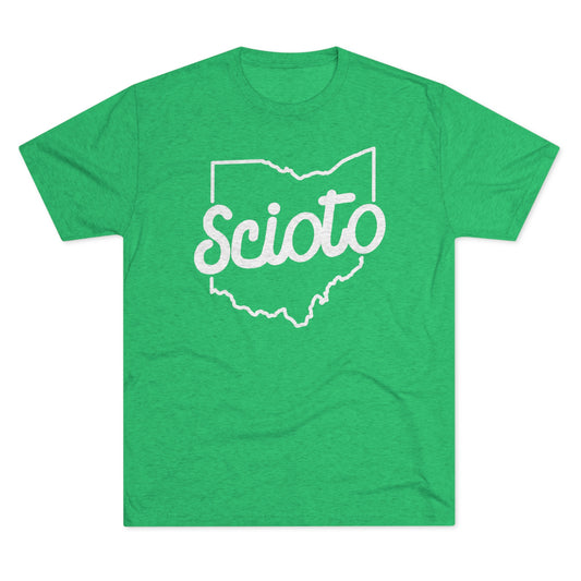SCIOTO (script) OHIO State Shape outline - Unisex Tri-Blend Crew Tee