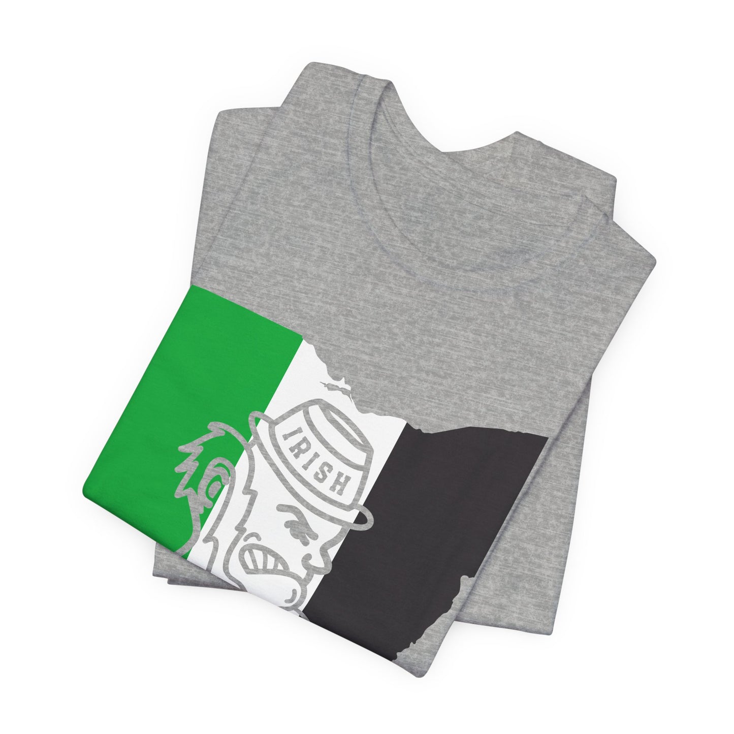 OH STATE SHAPE WITH KELLY-WHITE-BLACK_LEPRECHAUN KNOCKOUT – T-Shirt
