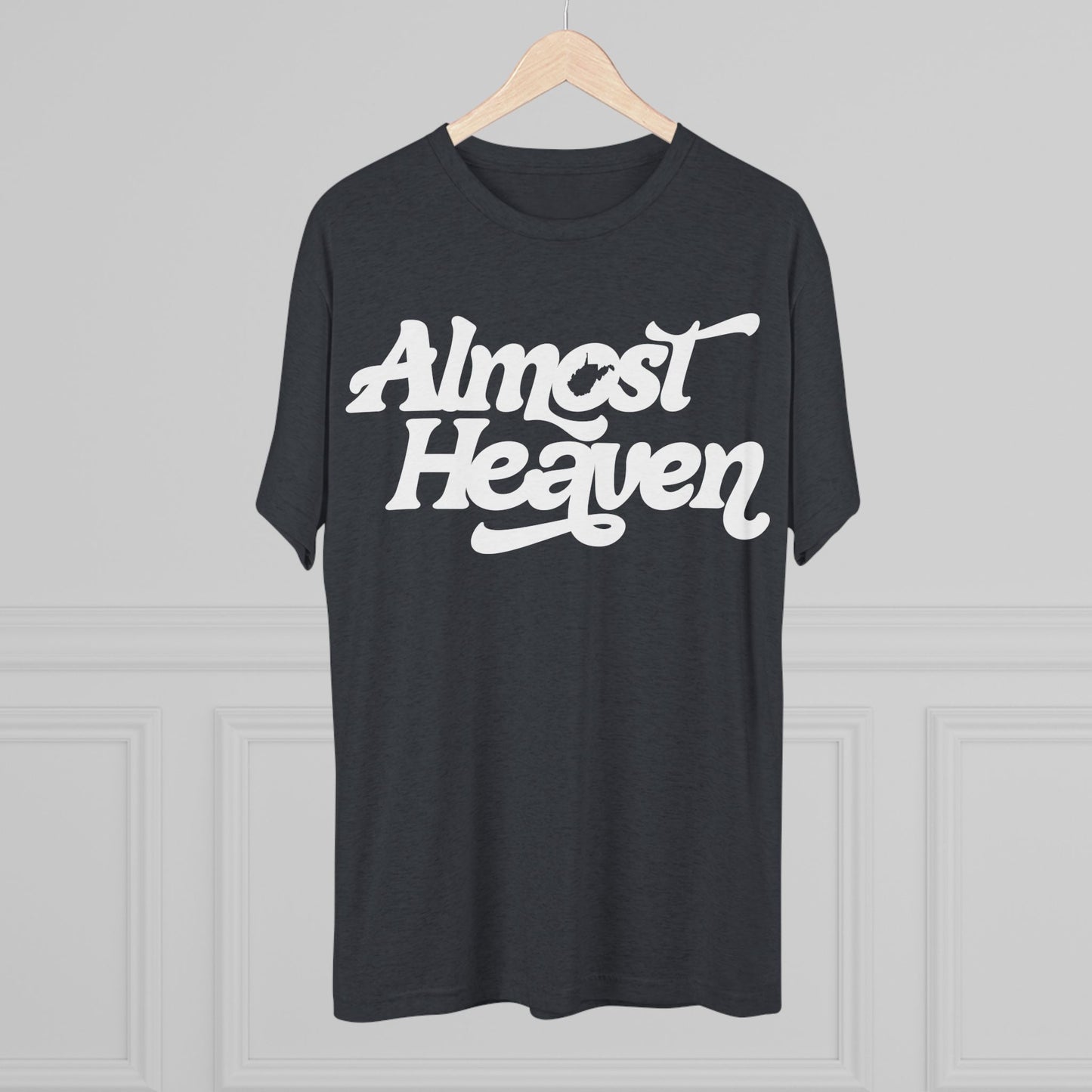 Almost Heaven Tee_(WV STATE KNOCKOUT)-1-color white — Retro Script Graphic Shirt