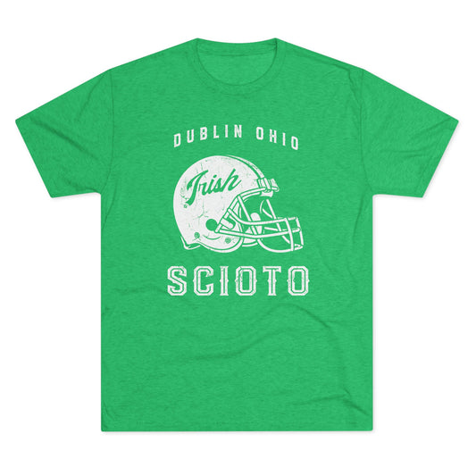 DUBLIN OHIO SCIOTO_FOOTBALL HELMET GRAPHIC-Unisex Tri-Blend Crew Tee