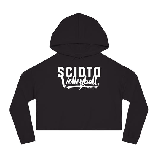 SCIOTO_VOLLEYBALL (script)-Women’s Cropped Hooded Sweatshirt