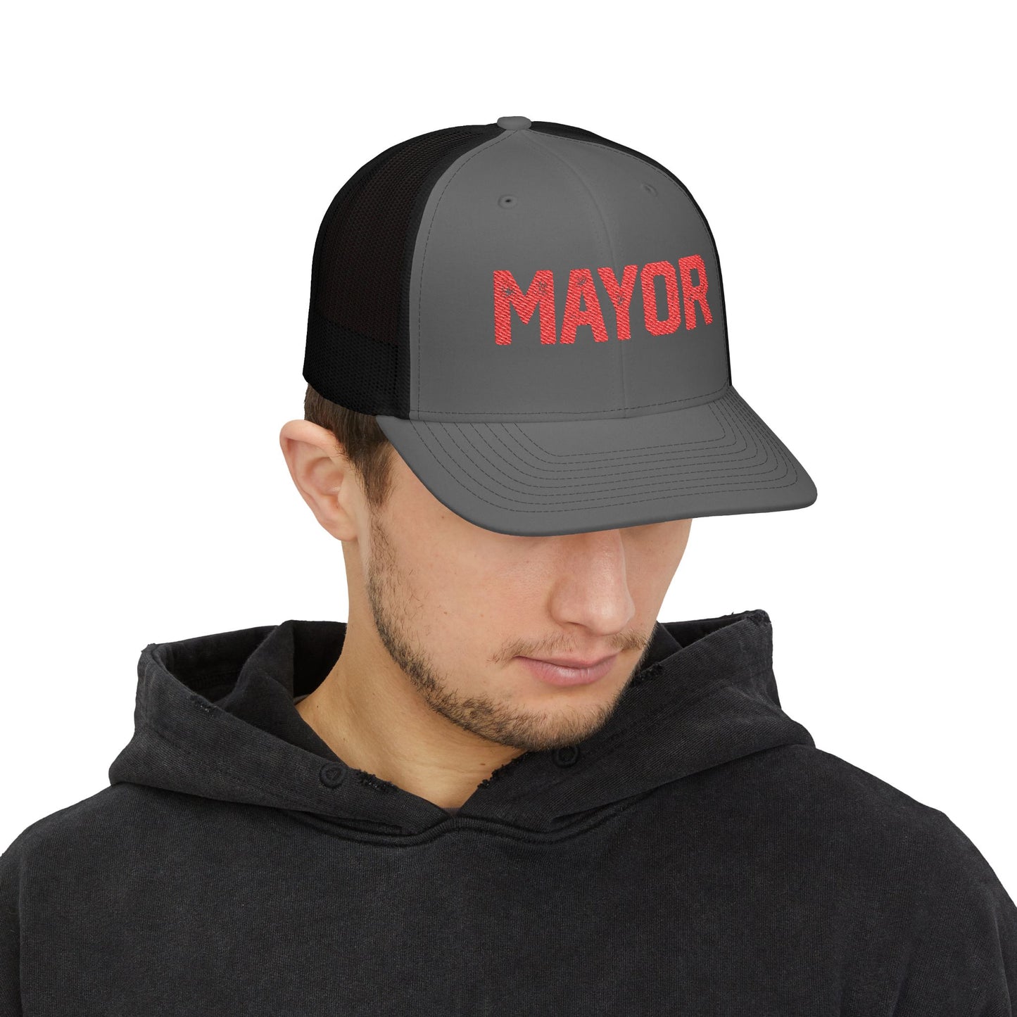 Mayor Embroidered Trucker Cap - Bold Snapback Mesh Hat